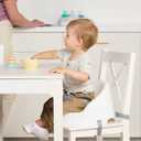 Regalo Baby Basics Booster Seat, White, Three-Point Safety Harness, Easily Wipeable, Sturdy & Durable Plastic