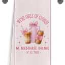 2 x Coquette Pink Bow Coffee Kitchen Towels, Coffee Lover Gifts Dish Tea Towels for Kitchen Decor, Preppy Girly Beverages Hand Towel for Bar Station, 16x24 Inch