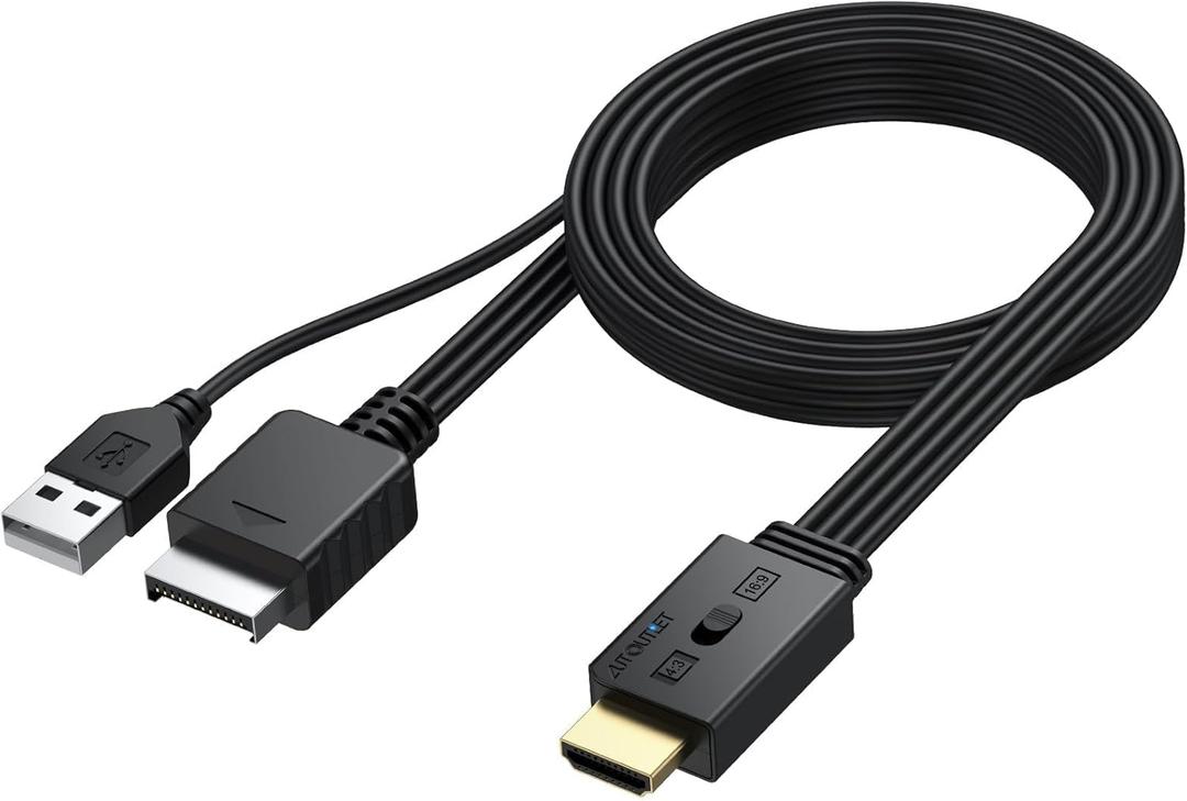 AUTOUTLET PS2 to HDMI Converter, Retro Gaming Adapter with 1080P Output, Supports 4:3 & 16:9 Aspect Ratios for PS2/PS1/SNES Consoles
