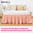 RIMELA Peachy Coral Bed Skirt King Size 15 Inch Drop, Elastic Bed Skirting for Bed Base and Frame, Bedding Dust Ruffle Easy to Install, Wrap Around Adjustable Bedskirt