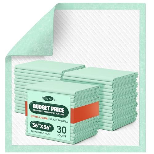 MILDPLUS Disposable Bed Pads 36'' X 36'' Heavy Duty Underpads Extra Large Incontinence Pads for Unisex Adult, Senior, Kids and Pet (30 Count)
