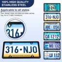 2 x 2 Pack Black License Plate Frames, Stainless Steel License Plate Cover, Matte License Plate Holder Car Accessories with Screw Caps (4 Holes)