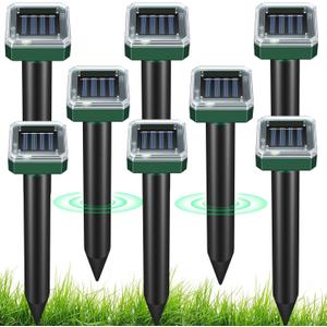 Mole Repellent for Lawns 8 Pack, Solar Powered Mole Repeller Ultrasonic Gopher Repellent, Outdoor Waterproof Vole Vibration Stakes,Sonic Gopher Deterrent Yard for Rodent Groundhog Snake Chipmunk