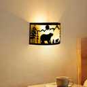 Rustic Bear Wall Sconces Farmhouse Industrial Wall Lamp, Indoor Wall Mount Lighting Matte Black Porch Light 2-Light Wall Lantern or Bedroom, Hallway, Stairway, Porch-W13*H7in (1Pack)