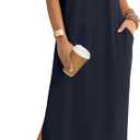 MEROKEETY Women's 2025 Spring Summer Maxi Dress Casual V Neck Split Beach Vacation Loose Long Dresses (S)