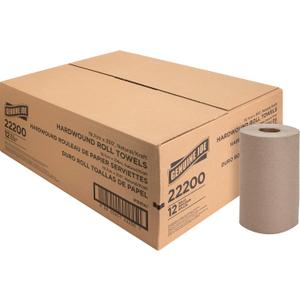Genuine Joe Hardwound Roll Towels, Kraft, 7.9" x 350', 12 Count
