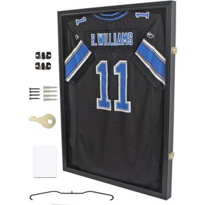 Pro Collector's Jersey Display Case Frame Large Sport Shadow Box Pro 98% UV Protection for Baseball Basketball Football Soccer Hockey Memorabilia T-Shirt Uniform (Black Finish)
