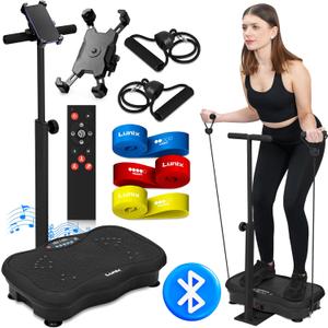 Lunix LX18 Vibration Plate Exercise Machine with Handles & Magnetic Acupoints, Power Platform for Lymphatic Drainage, Full Body Workout Home Fitness Equipment with Phone Holder