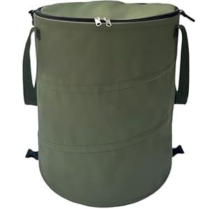 QJXX Pop up Camping Trash can with lid, Collapsible 24 Gallons Trash can with Sorting Clips, Garden Garbage Bag with Lid, Lawn and Leaf Bags - Reusable Yard Waste Bags (Green)