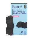 Biore Charcoal, Deep Cleansing Pore Strips, Nose Strips for Blackhead Removal on Oily Skin, with Instant Pore Unclogging, features Natural Charcoal, See 3x Less Oil, 18 Count
