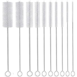 Long Straw Brush, Nylon Pipe Tube Cleaner 8-ihch 10 Different Diameters Set of 10