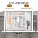 Ukeetap Extra Large Expandable Silverware Organizer, BPA-Free Food-Safe Cutlery Flatware Organizer, Kitchen Utensil Drawer Organizer, Adjustable Silverware Holder for Spoons Forks Knives, White
