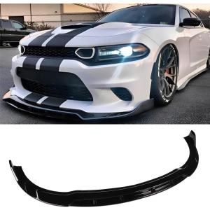 4Pcs Front Bumper Lip Compatible with 2015-2024 Dodge Charger, Air Dam Lower Chin Spoiler Splitter Fit for SRT Hellcat 392 Scat Pack GT R/T Daytona, Protection Body Kit (Carbon Fiber Pattern)