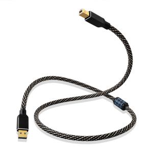3.0 USB 9.84ft HiFi Audio Cable -USB A to USB B,4N OFC Core,24K Gold-Plated Connectors, USB A to B Cable with Nylon Braid, Compatible with Sound Card, Mixer, Synthesizer(9.84ft/3m)