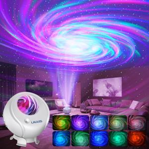 Laliled Galaxy Projector 2.0 with Bluetooth Speaker, 24 Nebula Effects, Adjustable Brightness, Remote Control & Timer, Ideal Starry Night Lights for Bedroom, Home Theater and Room Decoration (White)