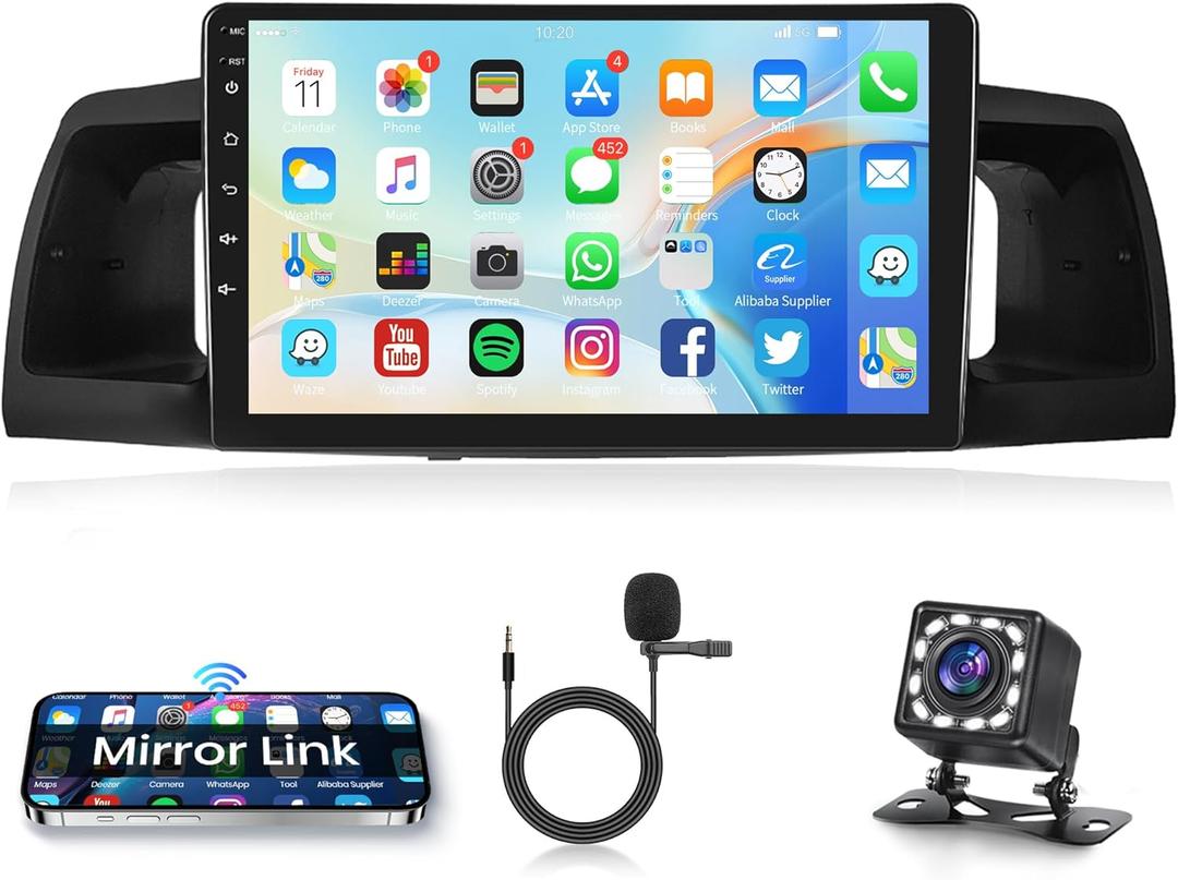 Car Radio for Toyota Corolla ex 2007-2012, Rimoody Car Stereo Android 13 GPS Navigation 9 Inch Touch Screen Mirror Link WiFi Bluetooth FM RDS SWC + Backup Camera