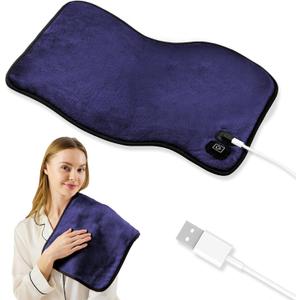 USB Heating Pad, Portable Travel Heat Pads for Car Airplane, 5V  3 Heat Settings, car Heating pad,Small Heating pad 16"x 12", Hot Therapy for Pain Relief Abdomen Cramps,Navy Blue