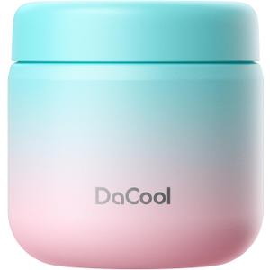 DaCool Kids Thermo for Hot Food Vacuum Stainless Steel Insulated Food Jar 13.5 OZ Kids Lunch Food Thermo Insulated Lunch Container Bento for School Office Picnic Travel Outdoors,Leakproof,BPA Free (Cotton Candy)