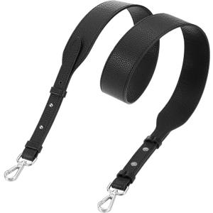 uxcell PU Leather Bag Strap, 41.7"-45.3" Adjustable Crossbody Replacement Straps 1.5" Width for Cross Body Bag, Shoulder Bag (Black, Silver Clasp)