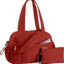 TOPDesign Travel Duffel Bag for Women, Puffer Gym Bag Sports Tote with Wet Pocket, Carry On Weekender with Luggage Sleeve (Maroon)