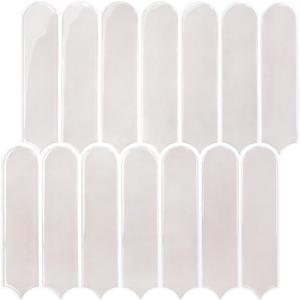 Commomy Thicker Peel and Stick Backsplash (Beige with Pinkish Grout) - 10 pcs of 12" x 12" - 3D Adhesive Peel and Stick Tiles Backsplash for Kitchen, Bathroom, Removable, Waterproof, Vinyl Wall Tile (Glossy Beige with Pinkish & Thicker Design)