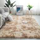 Shag Area Rugs for Bedroom Living Room,5X8 Ultra Soft Fluffy Area Rugs for Dorm, Indoor Carpet Nursery Rugs for Kids Room Home Decor,Camel