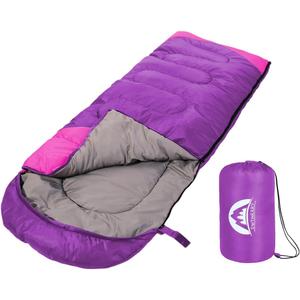 SWTMERRY Sleeping Bag 3 Seasons (Summer, Spring, Fall) Warm & Cool Weather - Lightweight,Waterproof Indoor & Outdoor Use for Kids, Teens & Adults for Hiking and Camping (Single, Purple)