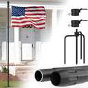 KBLOONG 10 FT Black Heavy Duty Flag Poles with 4 Pronges Base, Extra Thick Rust-Proof Flag Pole Kit for Outside in Ground/Yard (No Flag)