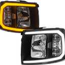 for 2007-2014 Chevy Silverado Headlights Assembly Chrome Pair | OE 25962804/25962805, Halogen, W/O bulbs, IP67, Plug & Play, clear reflector, amber reflector,