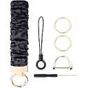Cute Scrunchie Keychain Wristlet for Women & Men - Stretchy Car Key Holder with D Ring for Gym, Shopping, Travel 2Pack