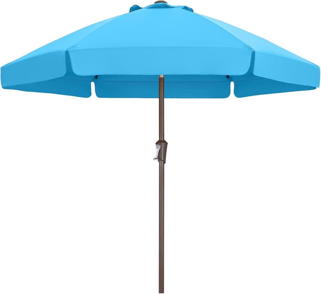 ABCCANOPY 7.5ft Patio Umbrella, Outdoor Table Umbrella with Push Button Tilt and Crank, Market Umbrella for Patio Pool, Garden, Deck (Lake)