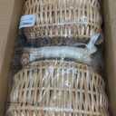 3 Pack Rattan Flower Girl Baskets,Wicker Rattan Wedding Basket with Handle Silk Ribbon,Small Half Moon Wicker Flower Basket 6.5" x6.7" x4.3"for Wedding Party Picnic Home Decor