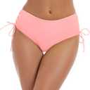 Bonneuitbebe Women's Bikini Bottoms Full Coverage Swim Bottoms Mid Waisted Swimsuit Bathing Suit Bottom (Light Pink)