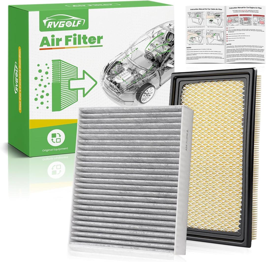 Engine+Cabin Air Filters Fit for Explorer 2011-2019, 3.0T Flex 2010-2019, Fusion 2010-2012 3.5L, Taurus 2009-2019, MKT 2010-2019 Engine Air Filter Replace CF11176 CA10242