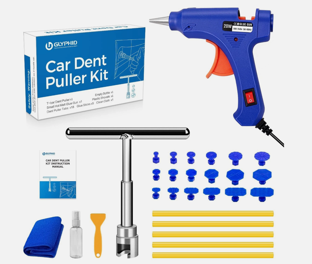 GLYPHID Car Dent Repair Removal Kit Small Paintless Auto Body Puller Remover Tool Tools, 28Pcs Dent Pull Kits, Dent Remover Tool for Car Door Dents Hail Damage Refrigerator Dents