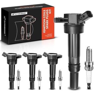 A-Premium Set of 4 Ignition Coil Pack (2-pin) and Iridium Spark Plugs Compatible with Hyundai Elantra 2012-2016 1.8L 4 Cyl, Tucson 2014-2020 2.0L 4 Cyl & Kia Soul 2012-2019 2.0L 4 Cyl