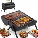 Portable Charcoal Grill, 22" x 17"Small Tabletop BBQ Grill,Dual-Zone Grilling,Heavy Duty Steel, Easy Assembly, Compact & Portable for Outdoor Camping,Picnic,Tailgate,Backyard Party