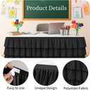 Black Table Skirt Tutu Ruffled Tablecloth for Classroom Teacher Desk Skirt Back to School Supplies for Princess Girls Birthday Party Cake Dessert Decorations, 6FT