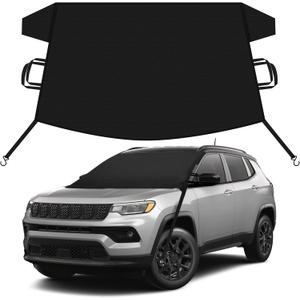 EcoNour Car Snow Cover Compatible for Jeep Compass | Windshield Cover for Ice and Snow with S-Hook Straps | Heavy-Duty 600D Oxford Winter Car Cover, Waterproof & Anti-Slip