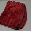 FUTEI Burgundy Throw Pillow Covers Set of 2, 16x16 Inch Soft Faux Rabbit Fur Striped Texture Cushion Cases, Modern Decorative Couch Pillows for Living Room Bed