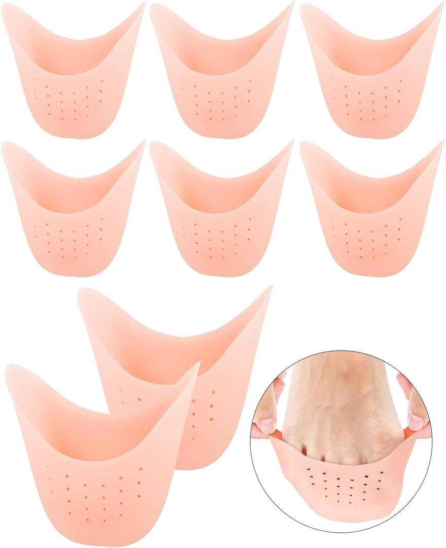 8Pcs BLATOWN Silicone Toe Protectors Toe Covers for Women Men Shoe Filling, Gel Toe Pads Toe Cushions with Breathable Hole for Pain Relief Fit for High Heel, Ballet, Point Shoes (Beige)