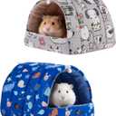 Rodizoo 2 PCS Hamster Hideout,Washable Hamster Bed Hamster Bed Hut Hamster House, Small Animal Cage Accessories for Mouse Hedgehogs Ferrets Bearded Dragons and Rats (6*6in, Dark Blue+Gray)