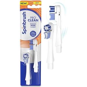 Spinbrush New PRO Clean Replacement Heads, Electric Toothbrush Refills, Soft Bristles, 2 Count