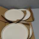 Amazon Basics Glazed Stoneware Dinner Plates, Ceramic 4-Piece Set, Microwave and Dishwasher-Safe, 10.5 in., Ivory