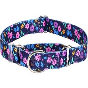 Martingale Dog Collars for Medium Large Dogs, No Slip Girl Dog Collars with Adjustable Soft Nylon and Special Bull Flower Design, for Small Dogs Also (S) (S (Neck 12"-17"), 9)