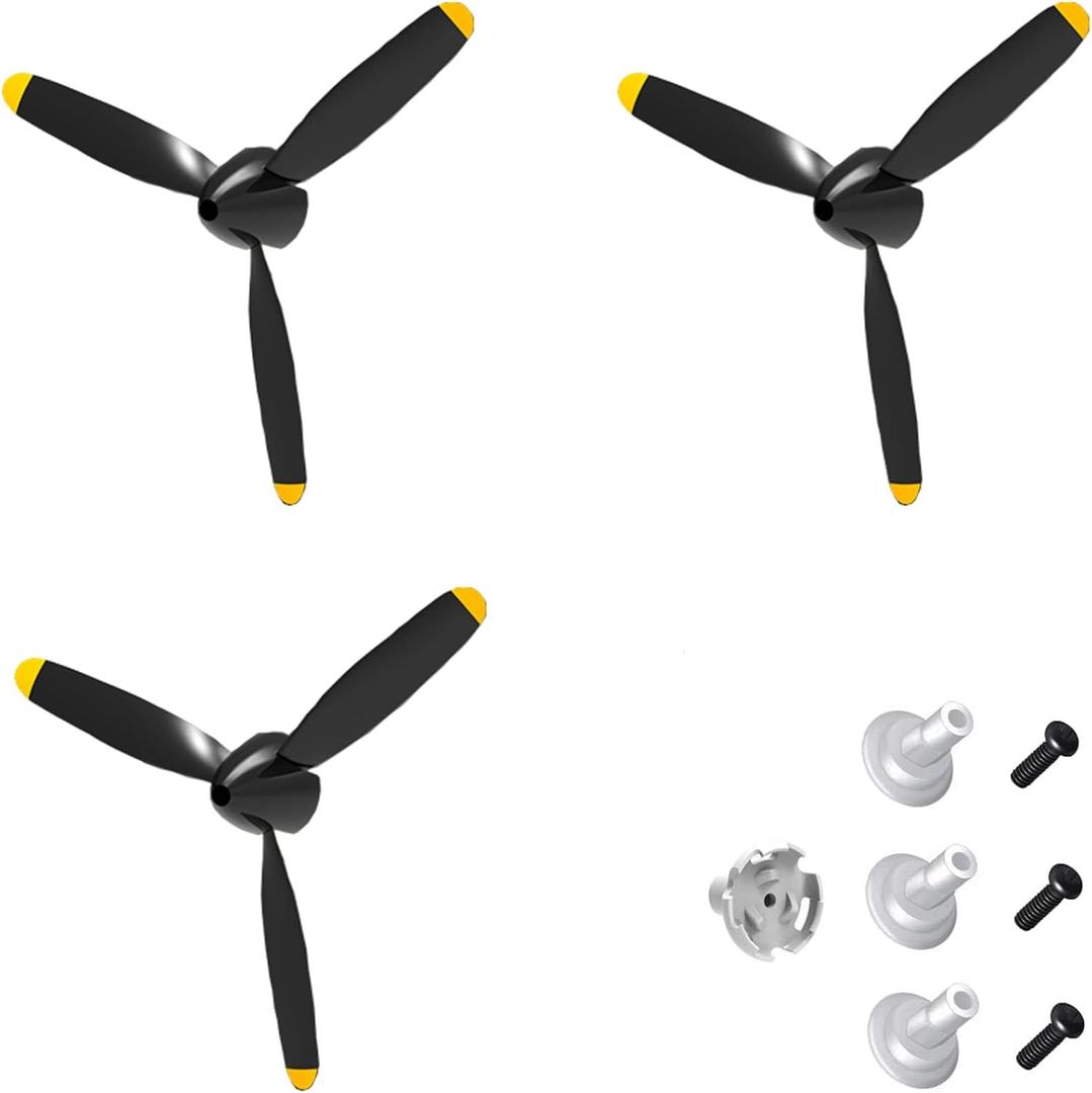 3 Sets Rc Plane 3-Blade Propeller with Propeller Savers and one Adapters for VOLANTEXRC 761-11 761-12 761-13 P40 BF109 Airplane