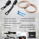 GHB Gymnastic Rings Wooden Gym Rings 1.25" Olympic Rings Adjustable Straps Pull Up Rings Sets for Workout Bodyweight Fitness Training