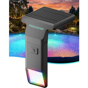 Solar Pool Lights for Inground & Above Ground Pool, 10-Color 4-Mode LED Pool Lights, Underwater Swimming Pool Lights with Timer, Submersible Pool Lights with Remote, Waterproof Design (Black, 1 Pack)