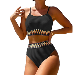 YELAIVP Women's Ribbed High Waisted Bikini Sets High Cut Tummy Control Swimsuit Bathing Suit XL