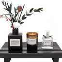 Renawe Black Bathroom Counter Organizer Wooden Display Pedesta Stand Kitchen Countertop Trays Farmhouse Wood Riser Dish Soap Dispenser Holder for Bathroom Decor Kitchen Sink Accessories Vanity Tray (10x6 inch)